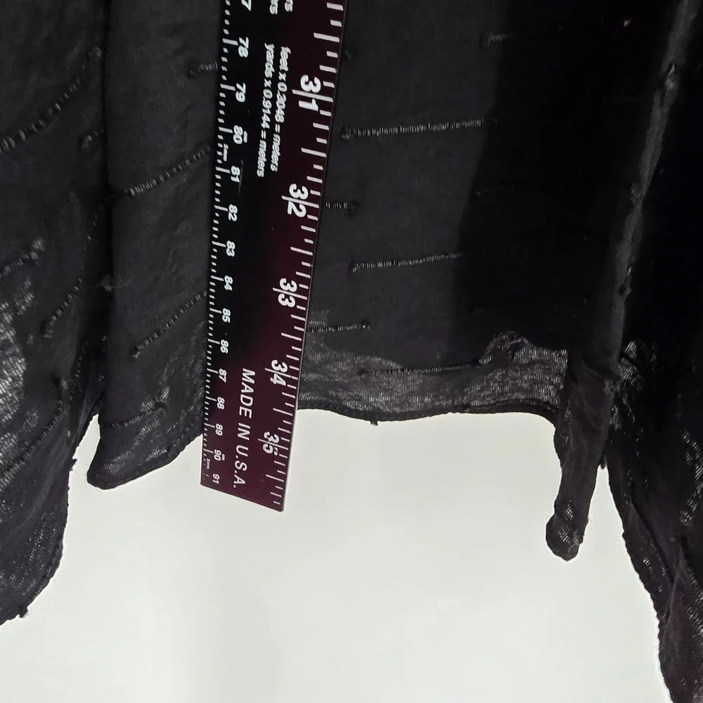 Pomander Place Black Tiered Mini Dress Long Sleeve Dobby Clip Dot Small Y19560T - Picture 9 of 11